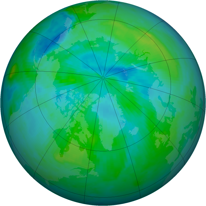Arctic ozone map for 26 August 1996